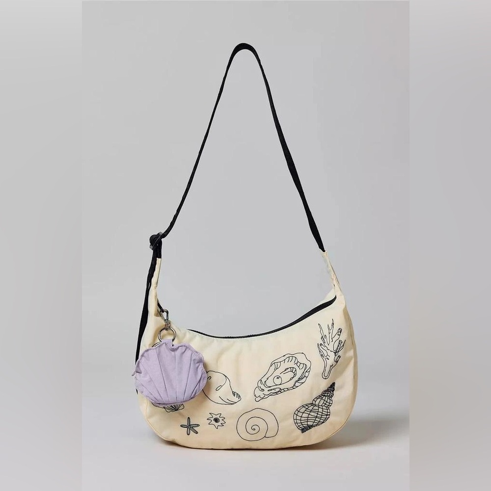 BAGGU Cream Shell Medium Crescent Bag, with Shell Charm Included!